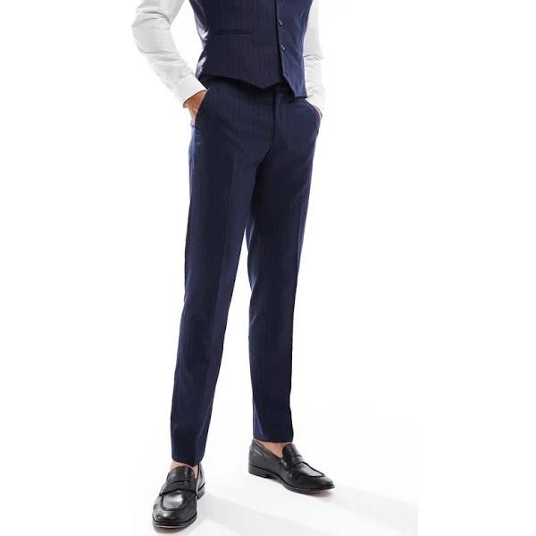 ASOS Design Slim Suit Pants in Navy Pinstripe