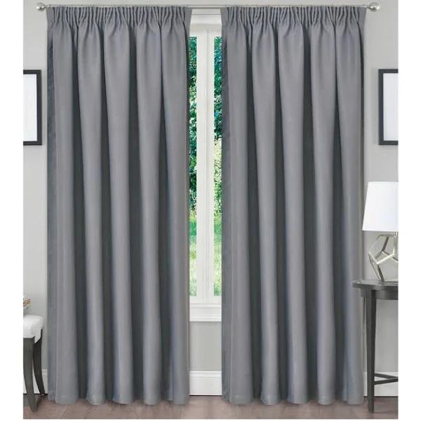 Pencil Pleat Blackout Curtain - 213cm Drop (1 Panel) 140x213cm / Dark Grey