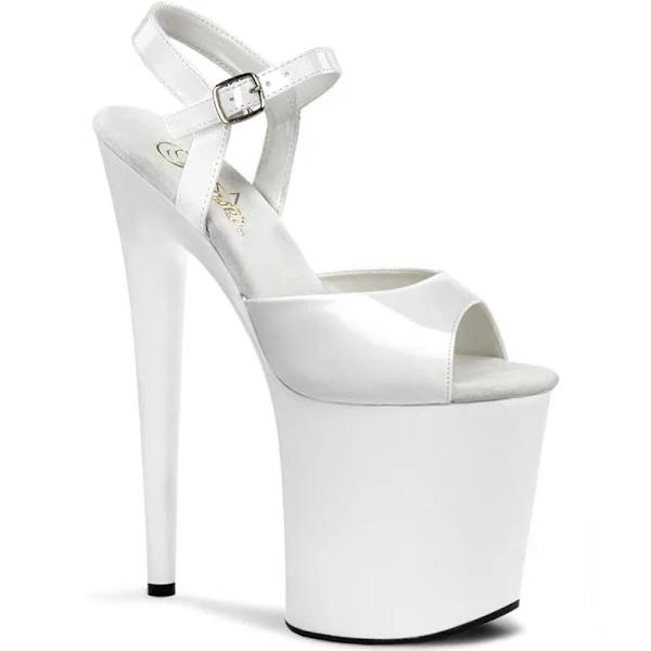 Pleaser FLAMINGO-809 White Patent Platform Heels 8