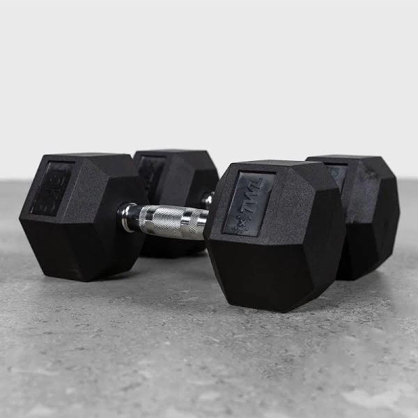 TWL - Rubber Hex Dumbbell - Pair - Black