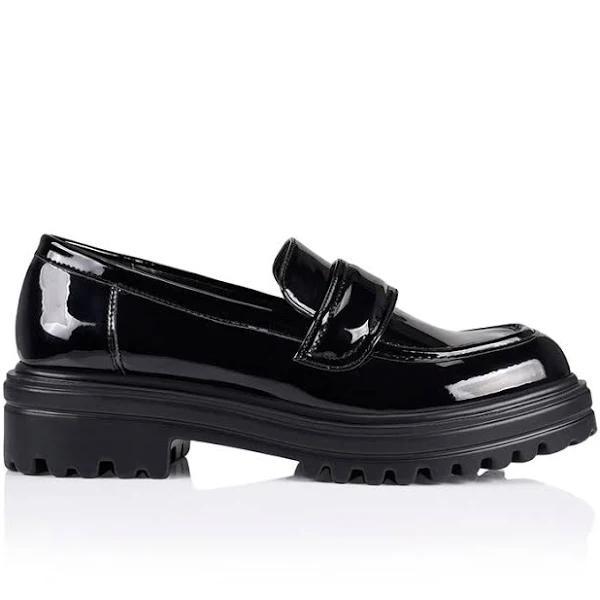 Verali Women's Moss Black Patent Chunky Loafers | Shop Online | Verali Shoes 38