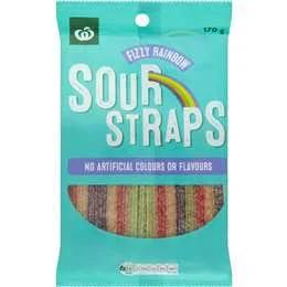 Woolworths Sour Straps Fizzy Rainbow 170g