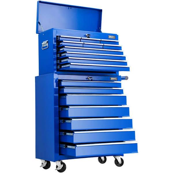 Giantz 17 Drawers Tool Box Trolley Chest Cabinet Cart Garage Mechanic Toolbox - Blue