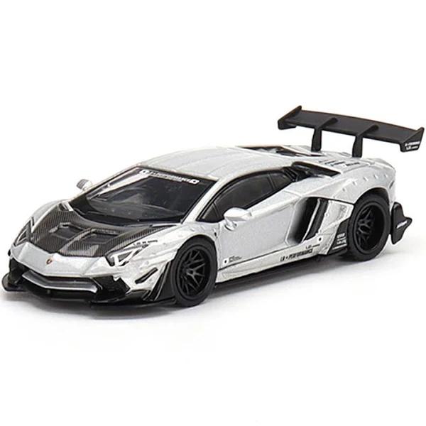 Mini GT 1/64 Lamborghini Aventador Limited Edition Matt Silver Diecast Car