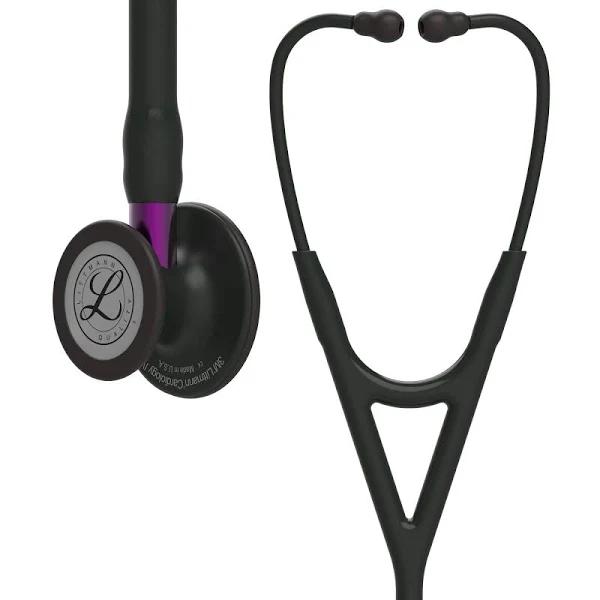 Littmann Cardiology IV Diagnostic Stethoscope: Black & Black - Violet Stem 6203 No Engraving