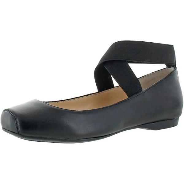 Jessica Simpson Mandalaye Ankle Strap Ballet Flats 278, Black/Black, 8.5 US /