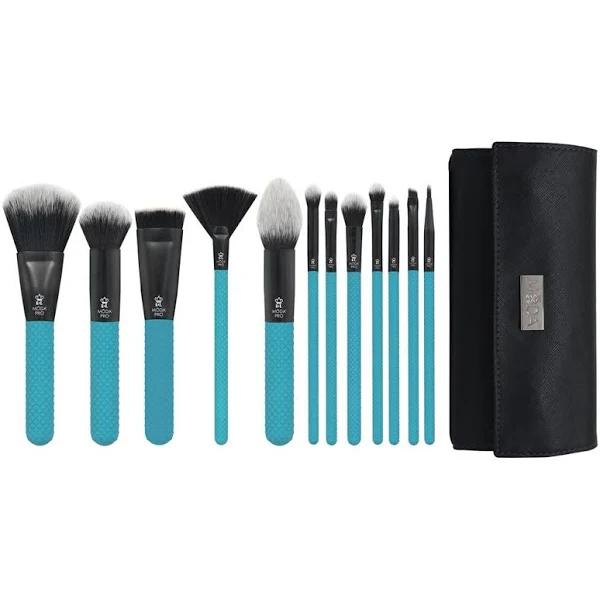 Moda Pro Full Face 13pc Makeup Brush Set With Travel Pouch (Teal)