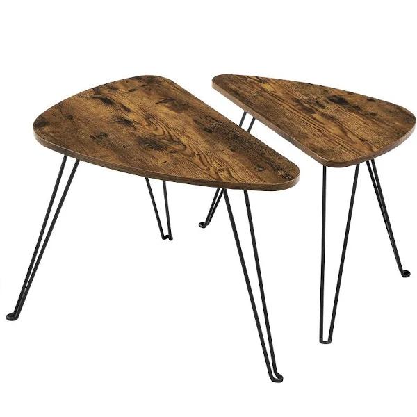 VASAGLE Set of 2 Nesting Table Rustic Brown and Black