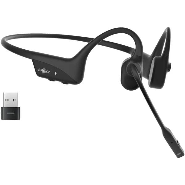 Shokz OpenComm2 UC Wireless Bone Conduction Headsets With USB-A Adapter, Open-Ear Bluetooth Headset With Noise Cancelling Mic, 16 H Talk Time, For