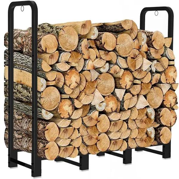 Artibear Firewood Rack Stand 4ft Heavy Duty Logs Holder for Outdoor Indoor Fireplace Metal Wood Pile Storage Stacker Organzier, Matte Black...