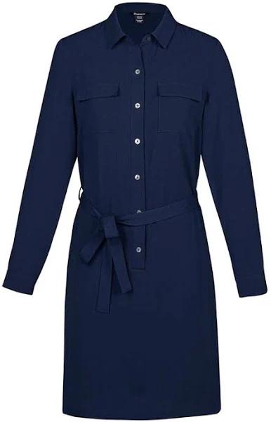 Biz Corporates Chloe Womens Georgette Shirt Dress Navy Size 8