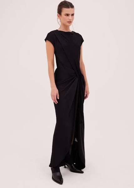 Bianca Spender Black Satin Crepe Eva Dress 3 Black AU518241