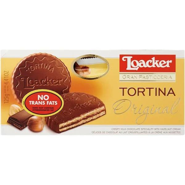 Loacker Tortina Milk Chocolate Covered Wafer Biscuit With Hazelnut Cream, 63g