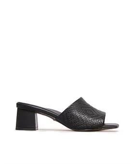 FRANKIE4 Kennedy Mule Heel in Black Weave, Size 6 AU