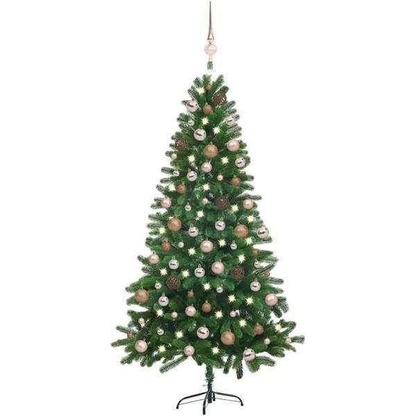 vidaXL Artificial Christmas Tree with LEDs&Ball Set 150 cm Green