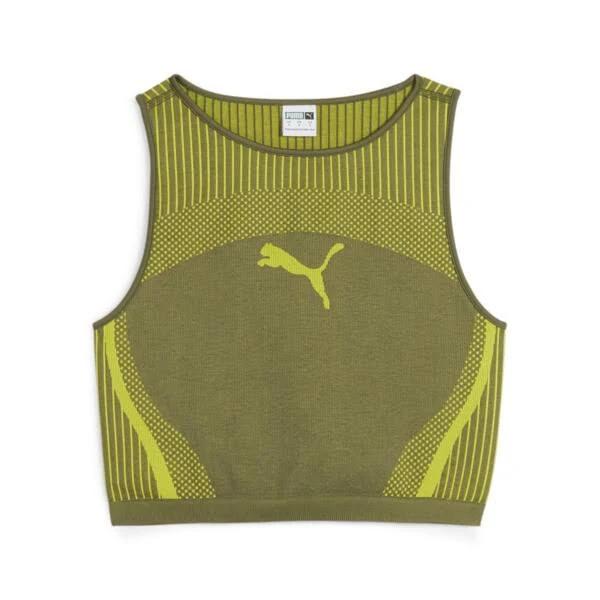 Dare To Women's Crop Top in Olive Green, Size Large, Nylon/Polyester/Elastane by Puma