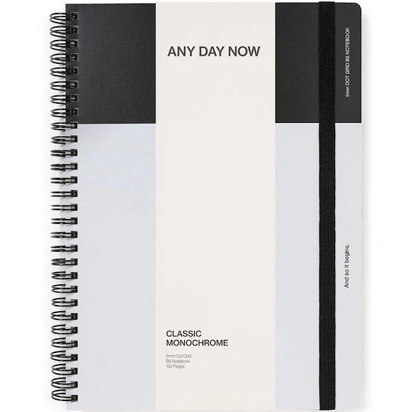 Any Day Now Dot Grid B5 Spiral Notebook 80gsm Paper Journal 192 Pages Black