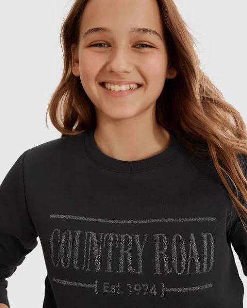 Country Road Teen Verified Australian Cotton Heritage Sweat 12 Metallic Black AU389333