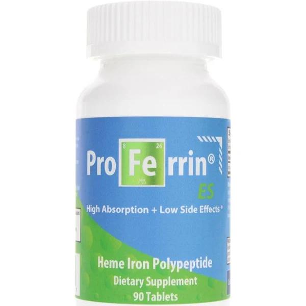 Proferrin ES heme Iron Polypeptide Dietary Supplement Tablets, Blue/Green, 90 Count