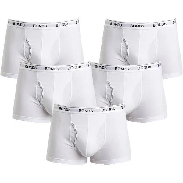 Bonds 5 Pack White Mens Guyfront Trunks Briefs Boxer Shorts Comfy Undies Underwear MZVJ L