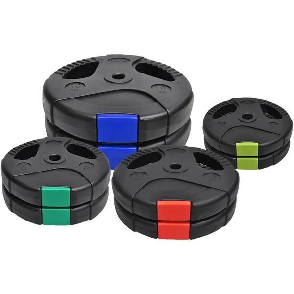 Total 50kg 26.5mm- Dual Grip EZ Handle PVC Coated Weight Plates -2.5kg x 2+ 5kg x 2 + 7.5kg x 2+ 10kg x 2