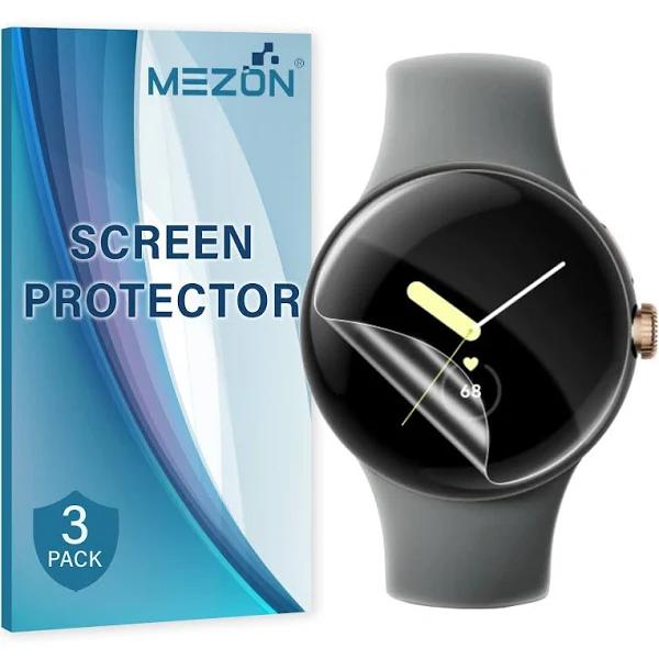 [3 Pack] MEZON Google Pixel Watch Ultra Clear TPU Film Screen Protectors Shock Absorption (Pixel Watch, Clear)