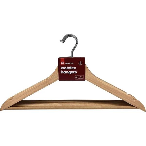 Essentials Wooden Hangers 5 Pack