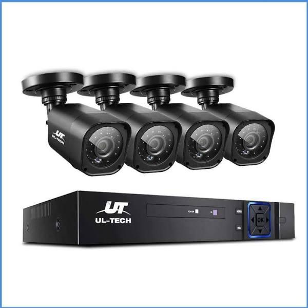 UL Tech 4CH 5 in 1 DVR CCTV Security System Video Recorder 4 Cameras 1080P HDMI Black