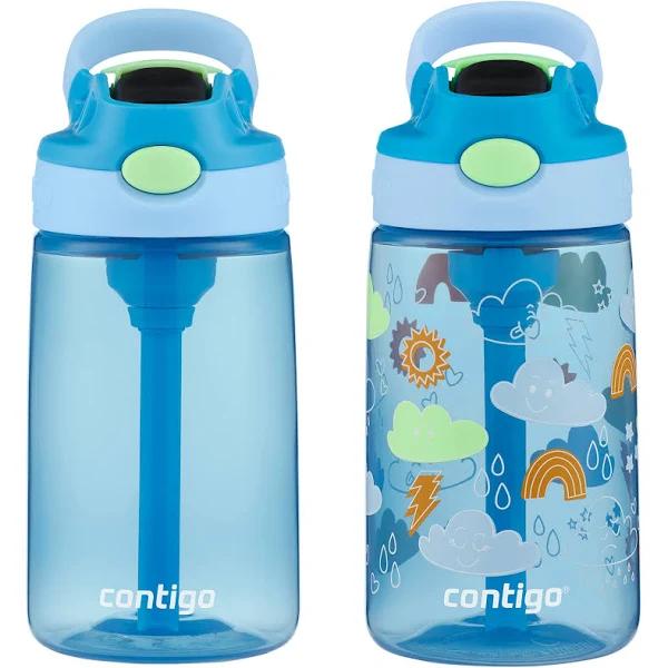 Contigo Kids Water Bottle with Redesigned Autospout Straw, 14 oz., 2-Pack, Blue Poppy and Periwinkle & Blue Poppy with Periwinkle and Into The