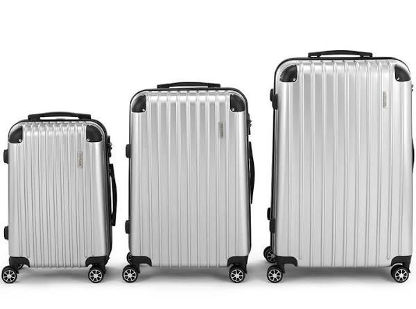 Orbis 3 Piece Tahiti Spinner Luggage Suitcase Set (Silver)