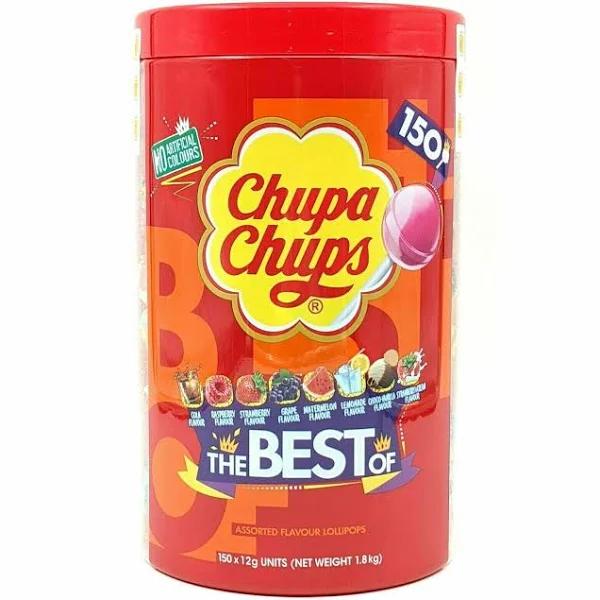 Chupa Chups Assorted Flavour Lollipops 150 CT Container, 1.8 kg