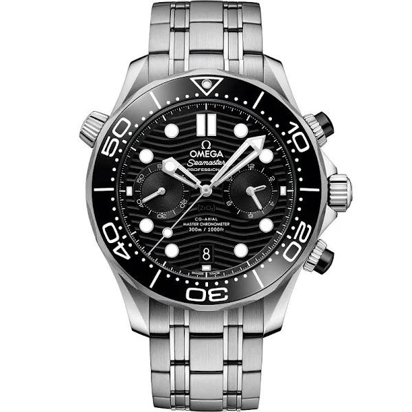 Omega Seamaster Diver 300m Co-Axial Master Chronometer Chronograph 44mm Automatic Black Dial Steel Men's Watch 210.30.44.51.01.001