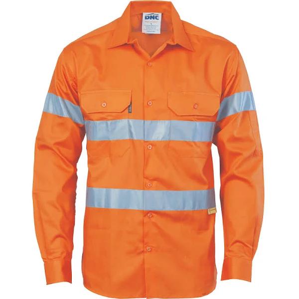 3835 HiVis Drill Shirt with 3M Tape - Long Sleeve Orange / 2XL