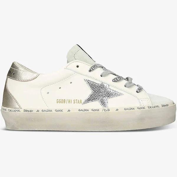 Golden Goose Womens White/Comb Women's Hi Star logo-embroidered Leather Low-top Trainers