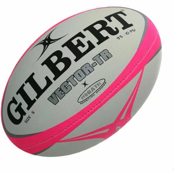 Gilbert Vector-TR Rugby Union Size 5 Football in White/Pink Trim