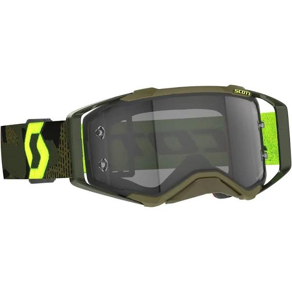 Scott Prospect LS Goggle Khaki Green Neon Yellow - Motocross Goggles