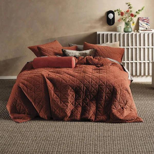 Linen House Heath Quilt Cover Set in Rust Single