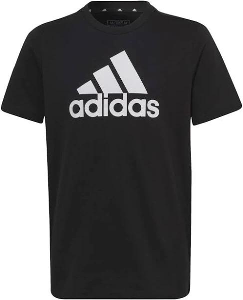 adidas-Essentials Big Logo Cotton Tee-Kids-Black / White-7-8Y