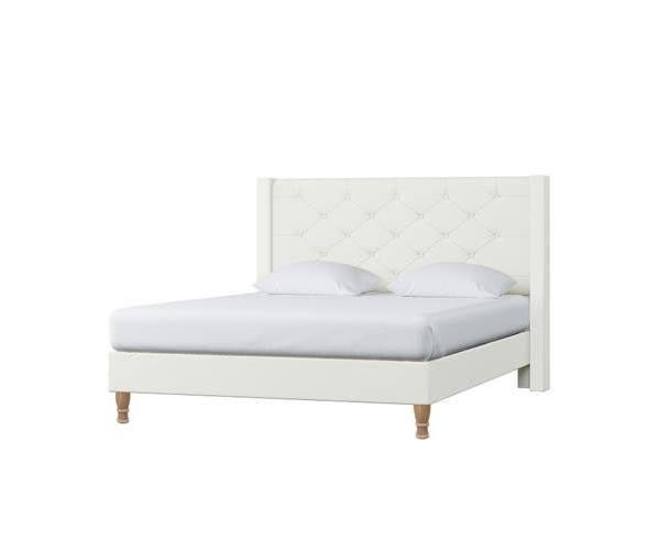 Maggie Winged Fabric Bed Frame - Double Off White - Size: Double