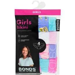 Bonds Girls Underwear Brief (8-10 & 10-12) Assorted 4 Pack