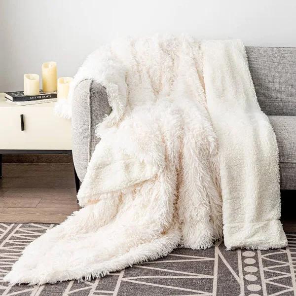 Pawque Luxury Faux Fur Throw Blanket Super Soft Oversized Throw Blankets, 90x90 Inches, Decorative Blankets for Sofa Couch Bed Chair Photo Props,