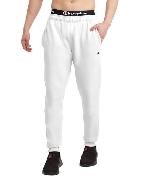 Champion Men's Sweat Pant White Pocket Drawstring Powerblend Joggers M