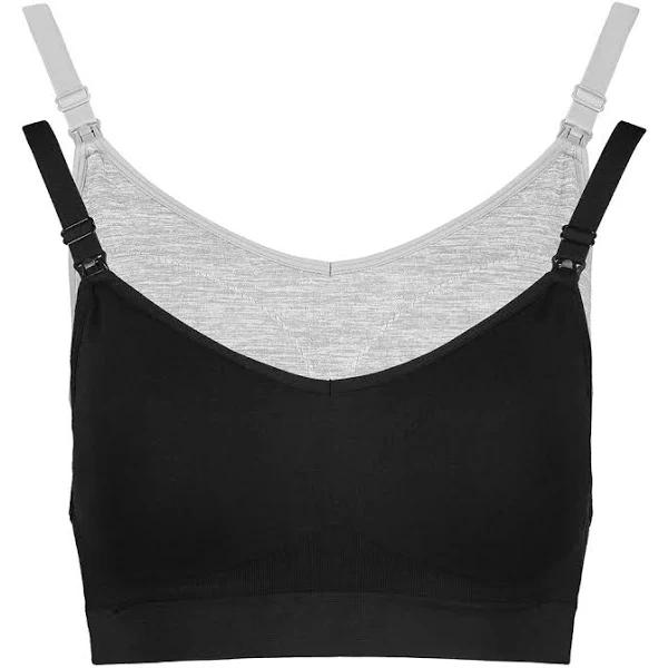 Kmart 2 Pack Maternity Wirefree Seamfree Crop-Blk/gry Size: 18