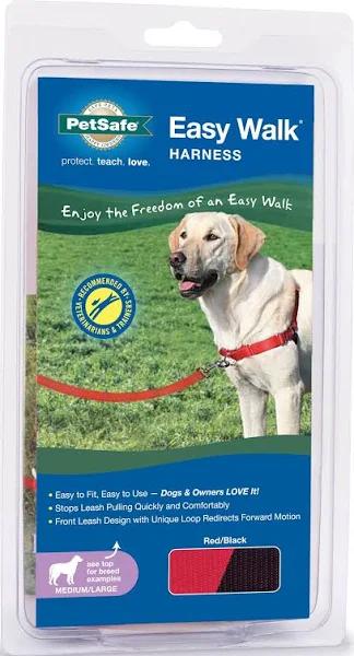 PetSafe Easy Walk Harness, Medium/Large, Red/Black (EWH-HC-M/L-RED)