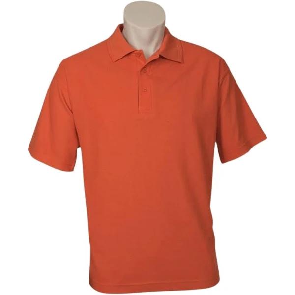 Men's Polo Top Shirt Plain Casual Short Sleeve Pique Knit UPF T-Shirt - Orange - 5XL