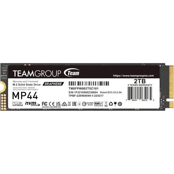 Team Group MP44 M.2 2280 2TB PCIe 4.0 X4 With NVMe 3D NAND Internal Solid State Drive (SSD) TM8FPW002T0C101