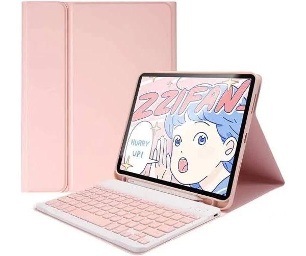 Color Keyboard for Samsung Galaxy Tab S9 11" Keyboard Case Cute Detachable Removable Wireless Bluetooth Keyboard (TAB S9+ 12.4-inch, Pink)