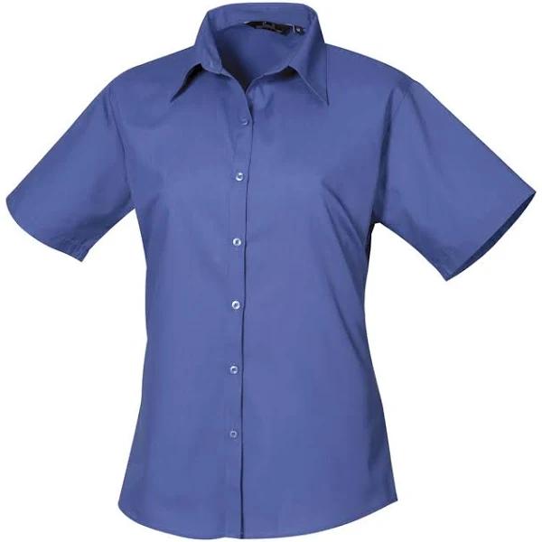 Premier Short Sleeve Poplin Blouse / Plain Work Shirt Royal 8