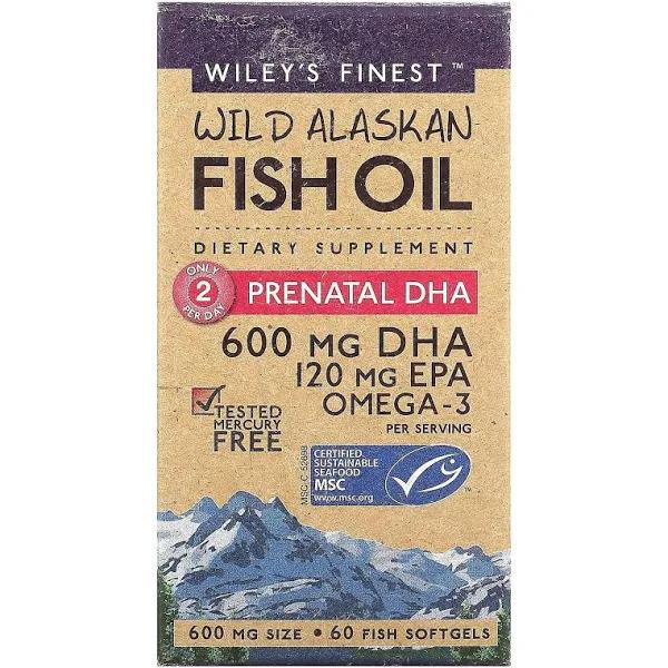 Wiley's Finest, Wild Alaskan Fish Oil, Prenatal DHA, 60 Softgels