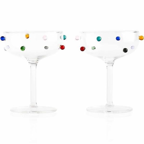 Maison Balzac 2 Champagne Coupes | Clear & Multi